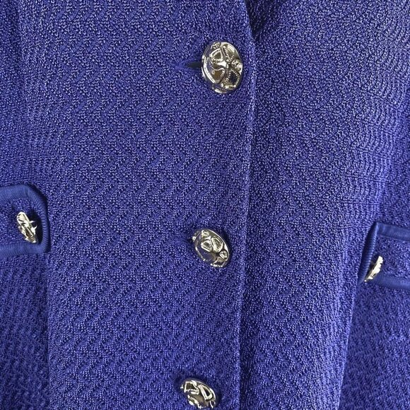 Misook Jacket Womens 0X Blue Purple Knit Acrylic Blend Silver Buttons‎ CJ-1673 - Picture 4 of 8